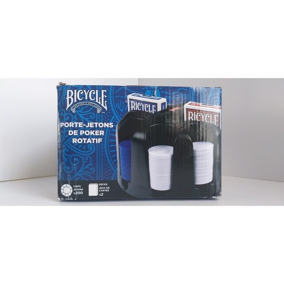 NIB Bicycle Revolving 200 Poker Chips Plus 2 Deck Premium Cards Rack Novelty - Picture 9 of 9